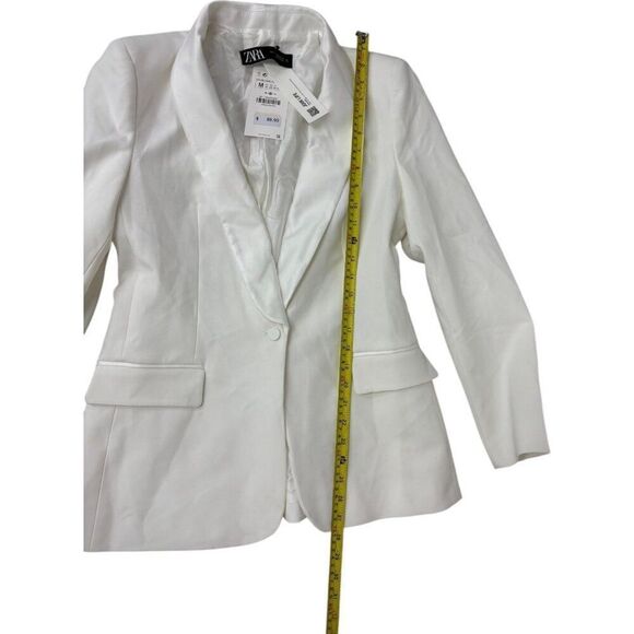 Zara Womens Tuxedo Blazer Suit Jacket Size M White Satin Lapel 7855/542 NWT - Picture 11 of 12